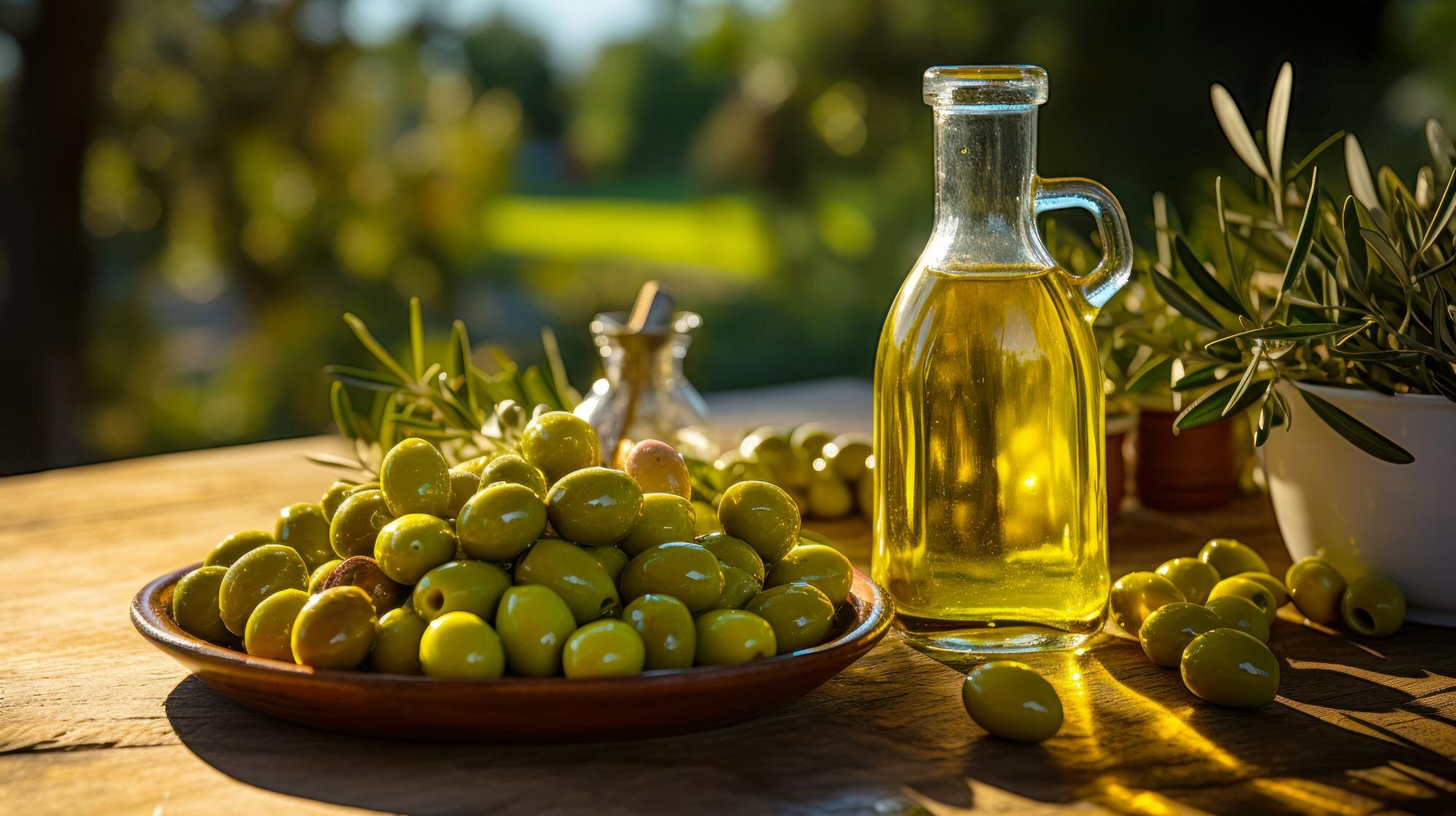 advertising-idea-pure-virgin-oil-olives-table-natural-products-from-traditional-farm_166373-5009